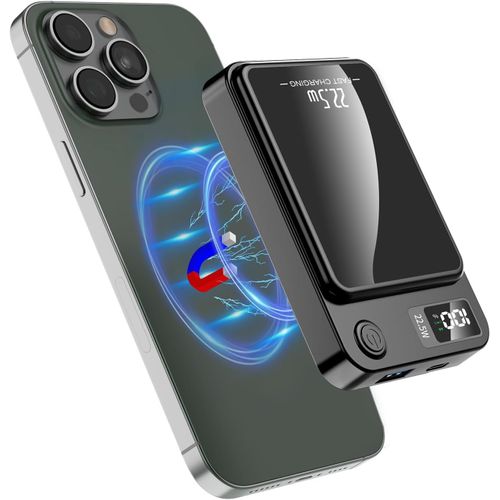 Batterie Externe Magnétique Sans Fil 10000mah 20w Usb C Charge Rapide Pd Qc 3.0 Power Bank Portable Mince Et Légère En Mini Taille Compatible Avec Iphone 14 15 13 12 Plus Pro Max[Bat950590]