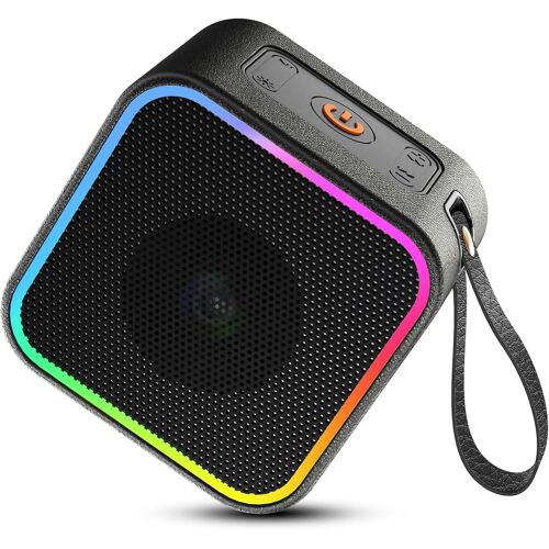 Enceinte Bluetooth Portable, Haut Parleur Puissant Bluetooth 5.3, Autonomie 10H, Haut Parleur Bluetooth Microphone Intégré, Lumière Led, Surface En Cuir Pu, Pour La Maison, Le Jardin, Soirées, Black