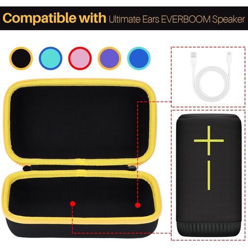 Dur Étui Housse Cas Compatible avec Ultimate Ears EVERBOOM Enceinte Bluetooth sans Fil Portable (Noir)