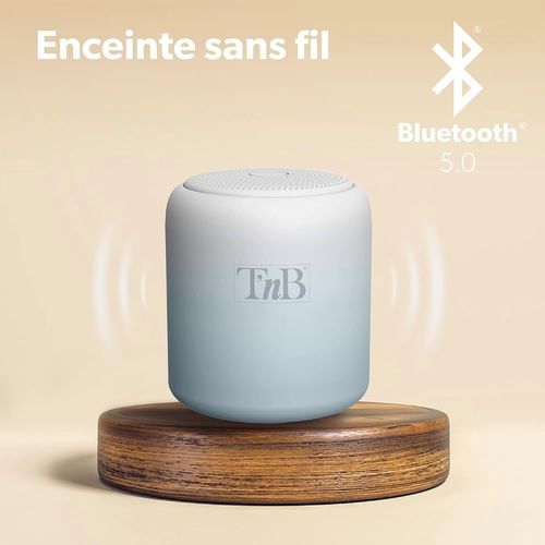 T¿Nb Color - Enceinte Sans Fil Portable,Connexion Bluetooth Longue Durée 8 Heures,Petite Enceinte De Douche Waterproof Ipx4,Format Mini Tendance Et Colorée ¿ Dégradé Blanc Et Bleu