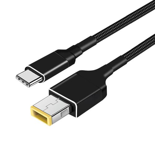 Câble de charge USB C vers Slim-Tip pour ordinateur portable - Fiche type C vers carré - 1,8 m - 100 W - Câble d'extension d'alimentation PD pour Lenov Yoga T470s, T470, T460s, T450, T450s,