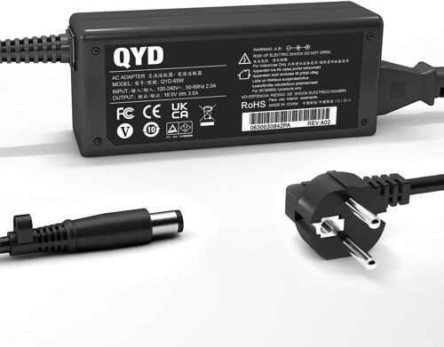 Chargeur 45W 65W Compatible avec HP N17908 V85 613153-001 6715B 6735B 6735S Elitebook 8470P Flexible Thin Client T520 T610 T620 T630 F5A54AT 741346-001 Alimentation Adaptateur