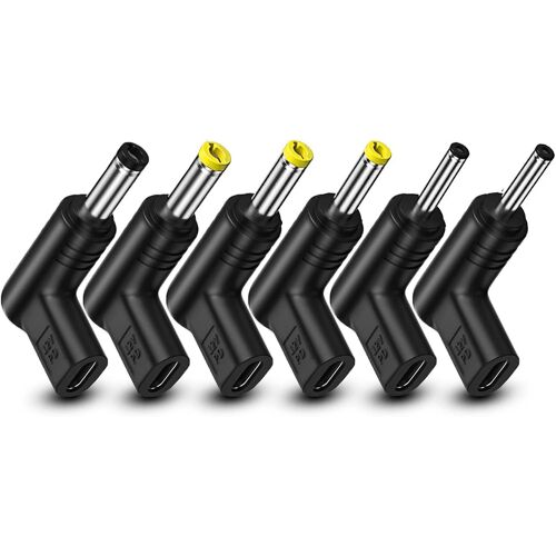 6PCS USB C vers DC Adaptateur 90 ¡ã inclinable DC 5V 9V 12V 15V PD simulateur d¿¿clencheur de Charge Plug pour Ordinateur Portable, routeur, Prise de Chargeur d'alimentation Mobile (12V)