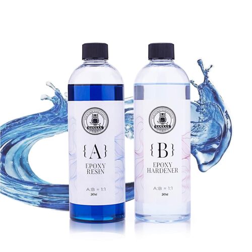 Résine Époxy Bleu Océan 474 Ml Résine Époxy Haute Brillance Sans Bulles, Résine Époxy De Table Pour L'artisanat, Le Moulage, Le Bricolage, L'art En Résine, Les Moules, Les Bijoux (237 Ml X 2)