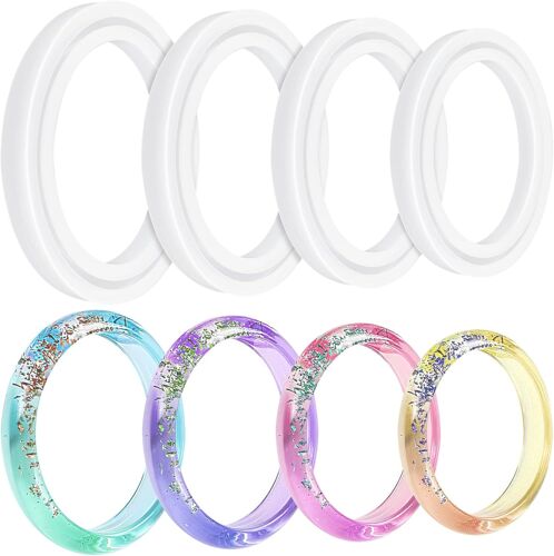 4 Pièces Moule De Bracelet En Époxy, Resin Form Bague Bracelet Silicone Mold,Pour Bijoux Diy Fournitures D Artisanat