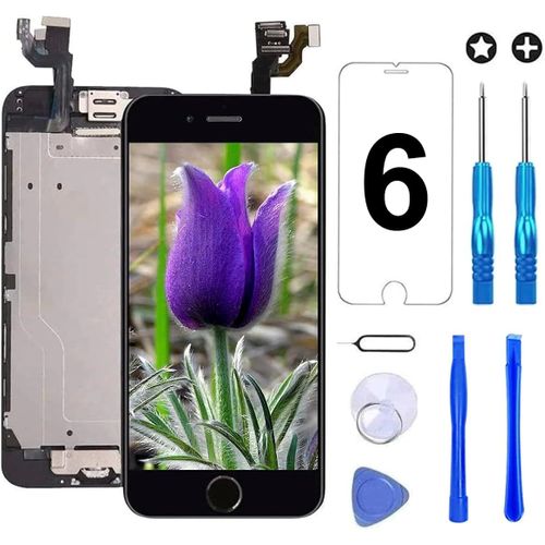 KALANKA-Écran pour iPhone 6 4,7"" LCD de Remplacement Complet Préassemblés Capteur de Proximité, Caméra Frontale, Écouteur et Bouton Home avec Kit de Réparation (Noir)