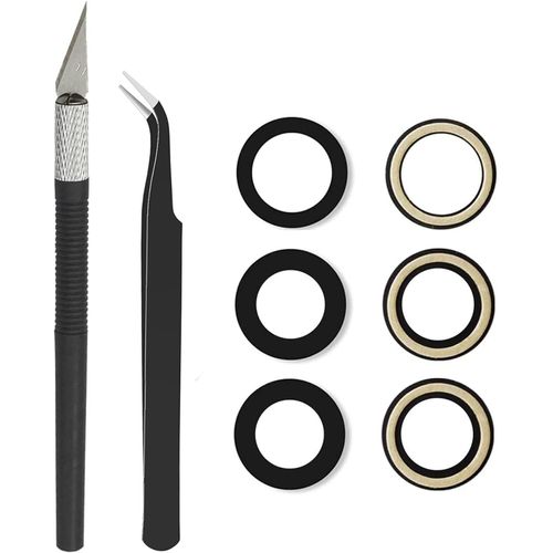 Kal-Lentille De Rechange Arrière En Verre Saphir Compatible Avec Iphone 12 Pro 6,1"" Avec Adhésif Préinstallé, Pince À Épiler Antistatique, Kit D'outils De Réparation De Couteau De Précision
