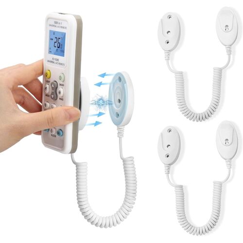 2-Pack Supports Magnétiques pour Télécommandes avec Cordons à Ressort - Fixation Murale Adhésive,Anti-Perte,Ressort Extensible pour Une Sécurité Optimal (Blanc 43 Pouces,Paquet de 2)(Q111)