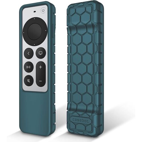 Coque pour Télécommande Apple TV 4K / HD Siri Remote 2022 2021 (3ème et 2ème génération) Etui en Silicone Légère Antidérapante Résistante aux Chocs,Cyan Foncé(Q490)