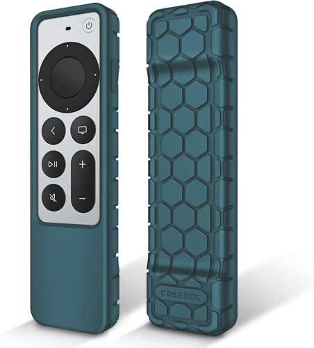 Coque pour Télécommande Apple TV 4K / HD Siri Remote 2022 2021 (3ème et 2ème génération) Etui en Silicone Légère Antidérapante Résistante aux Chocs,Cyan Foncé(Q490)