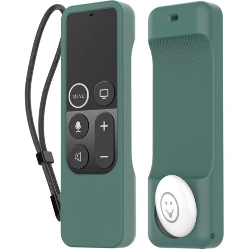 Coque Protectrice pour Apple TV Remote avec AirTag Holder,Housse en Silicone Antidérapante Compatible avec Apple TV 4K 2017 [1ère Génération] et Apple TV HD 2016 (Vert Pine)(Q167)