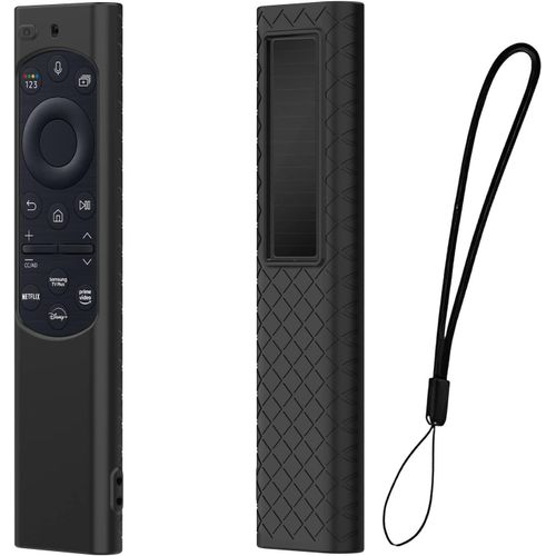 Étui De Protection Pour Telecommande Solaire Série Bn59, Coque Housse De Silicone Pour Smart Tv Qled 2021 Solar Remote Avec Corde Anti-Perte (Noir)