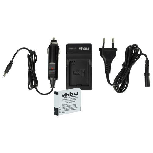 vhbw 1x batterie, 1x station de charge avec câbles secteur et voiture compatible avec GoPro HD Naked Hero, Motorsports Hero action-cam