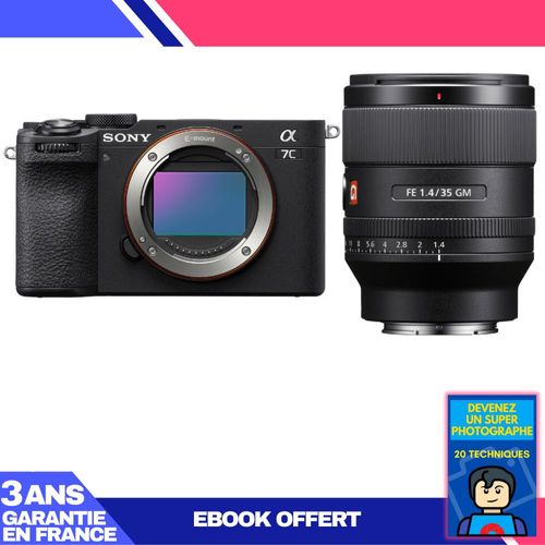 Boitier Sony A7C II Noir + FE 35mm f/1.4 GM + Ebook 'Devenez Un Super Photographe'