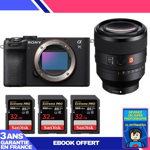 Boitier Sony A7C II Noir + FE 50mm f/1.2 GM + 3 SanDisk 32GB Extreme PRO UHS-II SDXC 300 MB/s + Ebook 'Devenez Un Super Photographe'