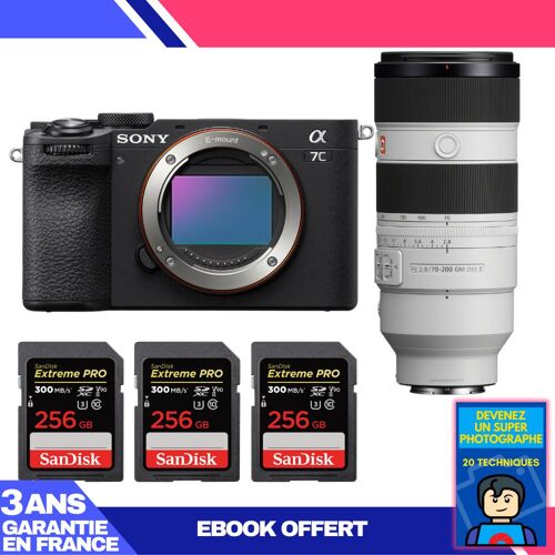 Boitier Sony A7C II Noir + FE 70-200mm f/2.8 GM OSS II + 3 SanDisk 256GB Extreme PRO UHS-II SDXC 300 MB/s + Ebook 'Devenez Un Super Photographe'