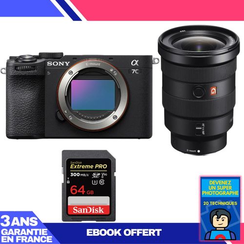 Boitier Sony A7C II Noir + FE 16-35mm f/2.8 GM + 1 SanDisk 64GB Extreme PRO UHS-II SDXC 300 MB/s + Ebook 'Devenez Un Super Photographe'