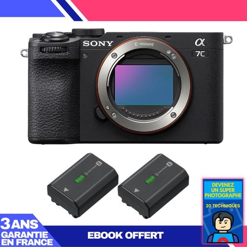 Boitier Sony A7C II Noir + 2 Sony NP-FZ100 + Ebook 'Devenez Un Super Photographe'