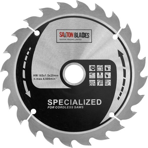 Saxton Lame fine de scie circulaire 165 mm/24 dents TCT pour scies sans fil Dewalt, Makita, Ryobi, Bosch