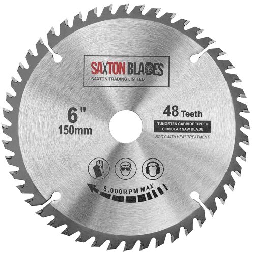Lame de scie circulaire TCT 150 mm x 20 mm alésage x 48 dents + anneau de 16 mm et 10 mm Compatible avec Ryobi Bosch