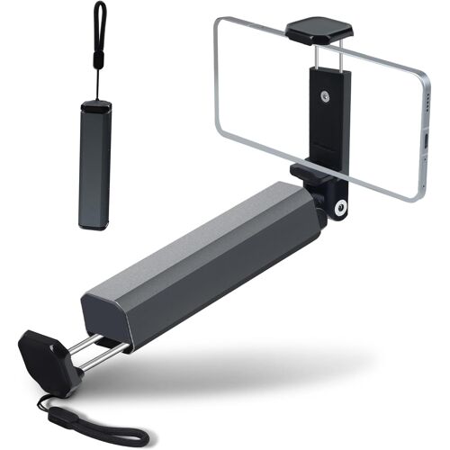 SUBZONAL-Support de Téléphone Pliable pour Avion, Aluminium Porte-Téléphone pour Voyages, 360° Rotatif, Mini Format de Poche, Handsfree Phone Stand für Table à Plateaux, Voyage Accessoires, Gris