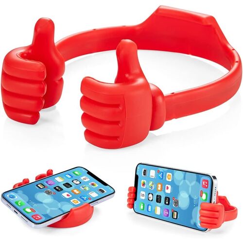 Thumbs Up Support Telephone Bureau, Universel Flexible Porte Telephone Support T¿¿l¿¿phone Bureau Portable Support Smartphone pour iPhone iPad Samsung et Huawei Plus (Rouge)