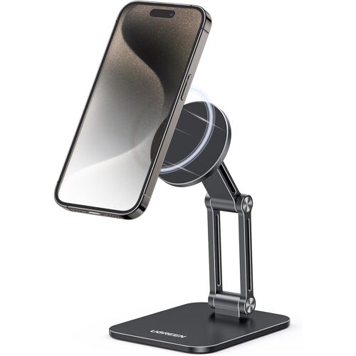 SJZG-Support Téléphone Magnétique Bureau Réglable Porte Smartphone Aimanté Pliable Avec Anneaux Métallique Compatible Avec Magsafe Iphone 16 Plus Pro Max 15 14 13 Galaxy S24 Ultra S23 (Noir)