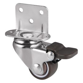 Lot de 4 roulettes pivotantes en forme de L avec frein, 25 mm, en TPE pour support de plantes, armoire, chariot, capacité de charge totale 45 kg