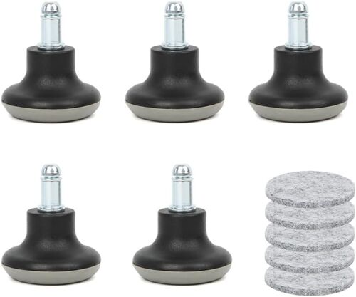 5Pcs Remplacement Roulettes, Chaise de Bureau sans Roulettes, Roues de Cloche pour Fixer Chaise, avec Coussins Feutre Auto-Adhésifs Séparés