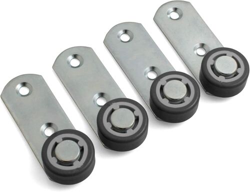 4 levers 78 x 28 x 3 mm with wheels Ø 30 x 14 mm with soft rolling surface.