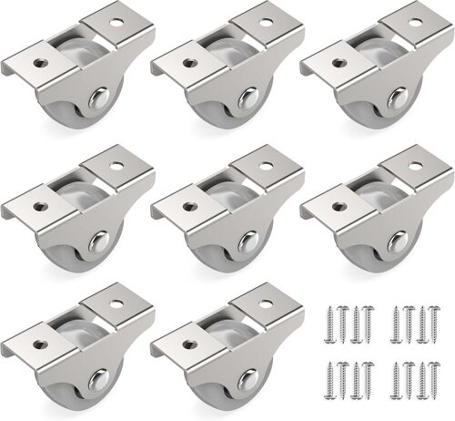 Jeu de 8 Roulettes pour meubles 25 mm - Mini roulettes jusqu'à 10 kg par roue - Petites roues adaptées à la surface - Roulettes fixes pour meubles d'intérieur
