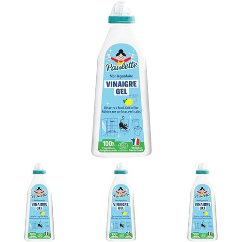 Vinaigre Ménager Citron Gel - Nettoyant Détartrant Multi-Surfaces Naturel et Ecocert - Fabriqué en France - 500 ml (Lot de 4)