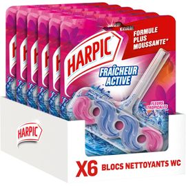 lot de 6 Blocs WC- Nettoyant WC Fraîcheur Active Fleurs Tropicales anti-tache & anti-calcaire - 6 unités