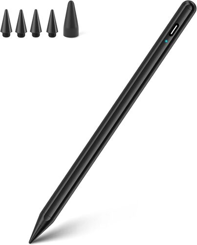 Stylet pour iPad 2018-2022, Stylet iPad 2ème Générationavec Rejet de la Paume,Sensible à l'inclinaison, Stylet Magnétique pour iPad 6e/7e/8e/9e/10e/Air 3e/4e/5e/ Mini 5./6./Pro 11/Pro12.9-Noir
