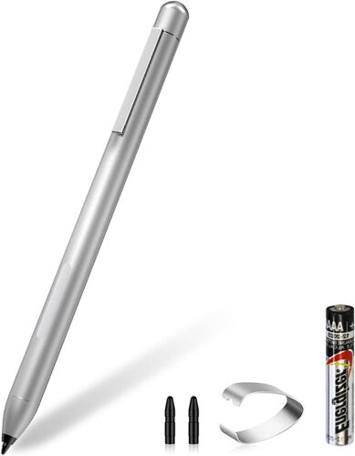 Stylet HP MPP 1.51 Compatible avec Ordinateurs Portables HP Spectre X360, HP Envy X360, HP Pavilion X360, avec sensibilité à la Pression 1024, rejet de la Paume, Pile AAAA Argent
