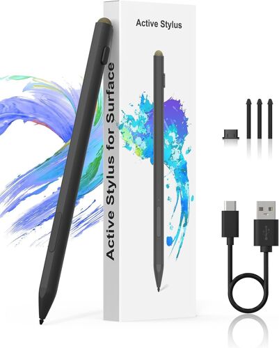 Stylet Pour Surface Pro 11/10/9/8/7/6/5 - Stylet Microsoft Surface Go/Go 2/Go 3/Book/Laptop/Studio, Avec 4096 Sensibilité À La Pression, 3 Pointes De Rechange, Anti-Toucher De La Paume Stylet Surface