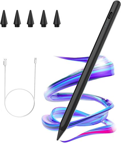 KALANKA-Stylet iPad 2018-2023,Charge Rapide Rejet de la Paume et Sensibilité à l'inclinaison, Pencil pour iPad 10/9/8/7/6ème, iPad Mini 5/6ème, iPad Air 3/4/5ème, iPad Pro 11""/12.9"" (Noir)
