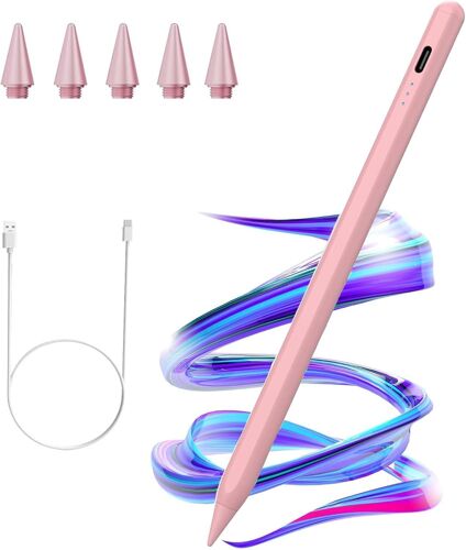Stylet Ipad 2018-2023,Charge Rapide Rejet De La Paume Et Sensibilité À L'Inclinaison, Pencil Pour Ipad 10/9/8/7/6Ème, Ipad Mini 5/6Ème, Ipad Air 3/4/5Ème, Ipad Pro 11""/12.9"" (Rose)