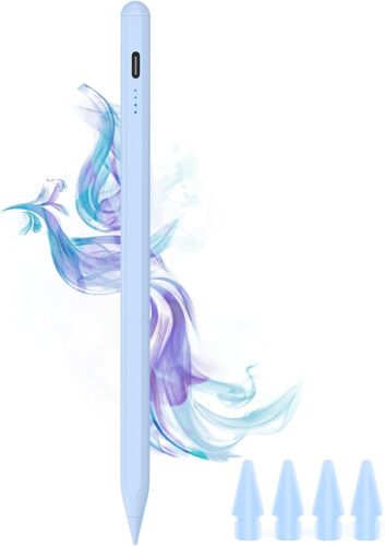 Stylet pour iPad 2018-2024, charge rapide USB C, avec Palm Rejection, compatible avec iPad 6/7/8/9/10th, Air 3/4/5th, Mini 5/6th, Pro 11""/12,9"", bleu