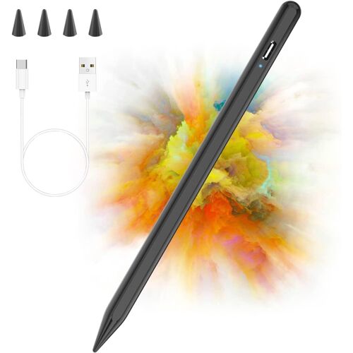 Stylet Crayon Pour Ipad 2018 À 2023, Stylet Compatible Avec Apple Ipad 10/9/8/7/6th 2018-2021, Ipad Mini 6/5th,Ipad Air 4/3th, Ipad Pro 11''/12,9'',Stylet Capacitif Avec 4 Embouts,Palm Rejection,Noir
