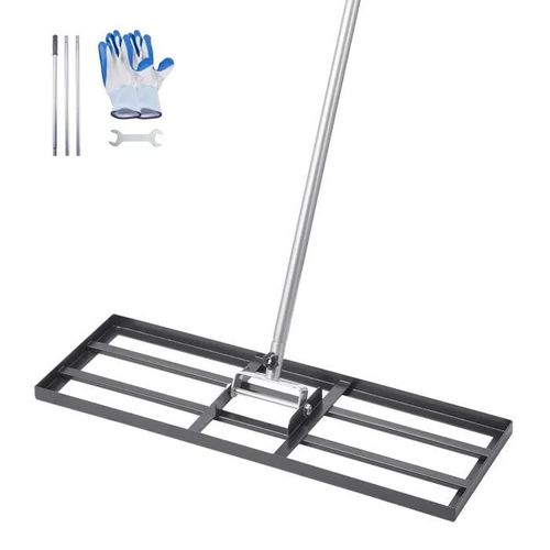 Râteau de Nivellement de Pelouse-VEVOR-762 x 254 x 2290 mm-Manche 2130 mm-Acier au Carbone-pour Cour, Terrain de Golf, Jardin