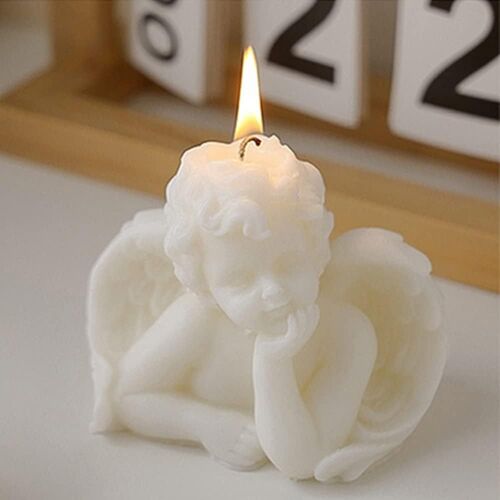 KALANKA-Lot de 2 bougies d'ange parfumées au soja - Bougies décoratives mignonnes en forme d'ange blanc - Pour décoration d'intérieur, chambre à coucher, salle de bain, mariage ou cadeau