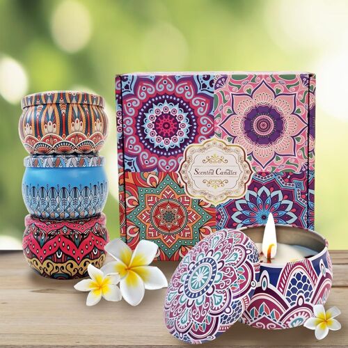 Ensemble de bougies parfumées décoratives Mandala,faites à la main,pour salon,chambre,salle à manger,cuisine,salle de bain,mariage,fête,décoration intérieure