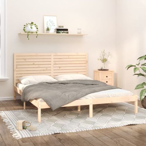Vidaxl Cadre De Lit Bois Massif 180x200 Cm Super King