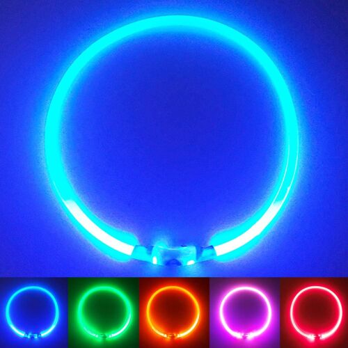 Collier De Sécurité Led Ultra-Lumineux Rechargeable Par Usb Pour Chien - Découpable Sur Mesure - Batterie Au Lithium Rechargeable - Vision Améliorée Et Sécurité Pour Animaux (Bleu)
