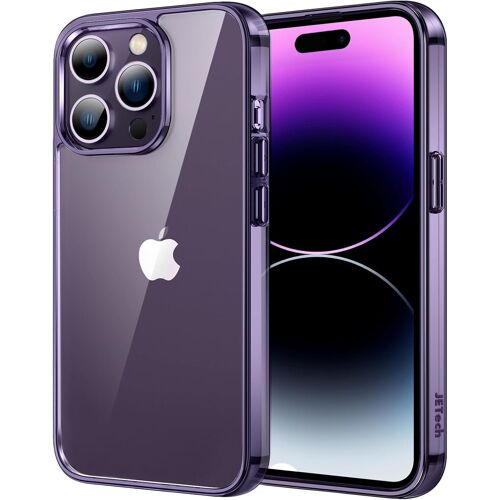 JGD-Coque pour iPhone 14 Pro 6,1 Pouces, Anti-Jaunissement Étui de Protection Antichoc, Housse Anti-Rayures Dos Transparente (Violet Intense)