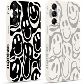 LORANKA-2 Pièces Coque pour Samsung Galaxy A25 5G 6,5"", Etui avec Visage Souriant Joyeux Mignon Amusante Peint Dessin Latéral Mignon Case Silicone Housse Téléphone Antichoc en Fille Cover