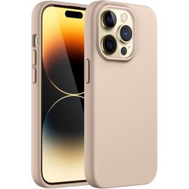 Coque Silicone Iphone 14 Pro 6,1 Pouces ¿ Étui Antichoc À Toucher Soyeux, Doublure Microfibre, Protection Intégrale Et Bords Surélevés (Or)
