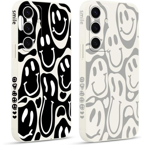 Sjzg-2 Pièces Coque Pour Samsung Galaxy S25+ 5g 6,7"", Etui Avec Visage Souriant Joyeux Mignon Amusante Peint Dessin Latéral Mignon Case Silicone Housse Téléphone Antichoc En Fille Cover
