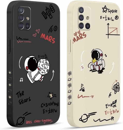 SJZG-2 Pièces Coque Pour Samsung Galaxy A51 (4G) 6,5"", Etui Avec Motif Astronaute Mignon Et Peint Dessin Latéral Souple Silicone Case Housse Téléphone Ultra Mince Antichoc Caméra Protection Cover